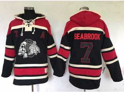 Chicago Blackhawks #7 Brent Seabrook Black Sawyer Hooded Sweatshirt Stitched NHL Jersey