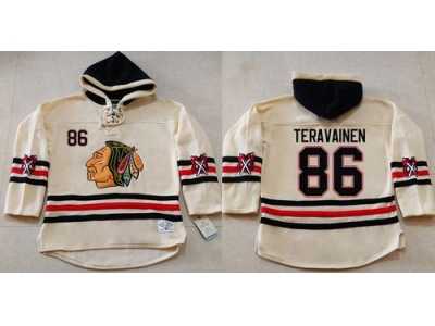 Chicago Blackhawks #86 Teuvo Teravainen Cream Heavyweight Pullover Hoodie Stitched NHL Jersey