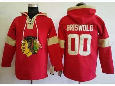 Men's Chicago Blackhawks #00 Clark Griswold Red Pullover Hoodie Stitched NHL Jersey
