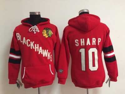 NHL Women Chicago Blackhawks #10 Patrick Sharp red jerseys(Logo Pullover Hoodie)