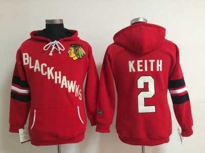 NHL Women Chicago Blackhawks #2 Duncan Keith red jerseys(Logo Pullover Hoodie)