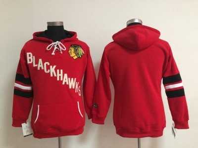 NHL Women Chicago Blackhawks blank red jerseys(Logo Pullover Hoodie)