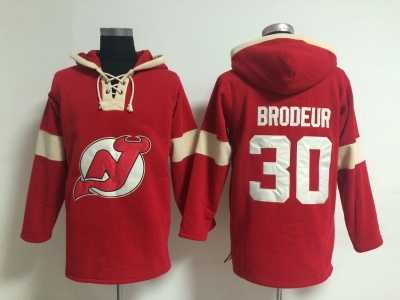 NHL New Jersey Devils #30 Martin Brodeur red jerseys(pullover hooded sweatshirt)