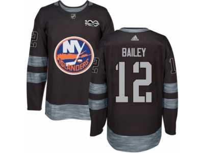 Men's Adidas New York Islanders #12 Josh Bailey Authentic Black 1917-2017 100th Anniversary NHL Jersey