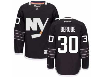Men's Reebok New York Islanders #30 Jean-Francois Berube Authentic Black Third NHL Jersey