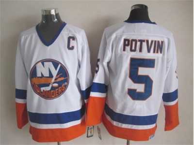 NHL New York Islanders #5 Potvin white jerseys