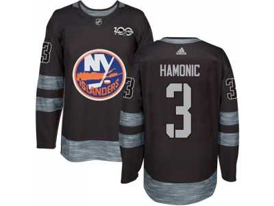 New York Islanders #3 Travis Hamonic Black 1917-2017 100th Anniversary Stitched NHL Jersey