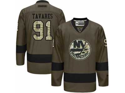 New York Islanders #91 John Tavares Green Salute to Service Stitched NHL Jersey