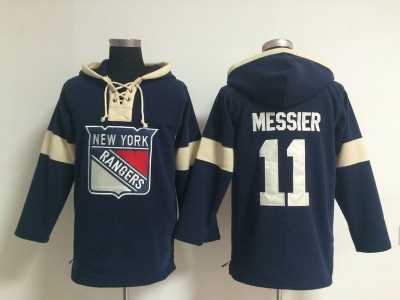 NHL New York Rangers #11 Mark Messier blue jerseys(pullover hooded sweatshirt)