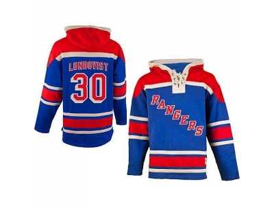 New York Rangers #30 Henrik Lundqvist Blue Sawyer Hooded Sweatshirt Stitched NHL Jersey