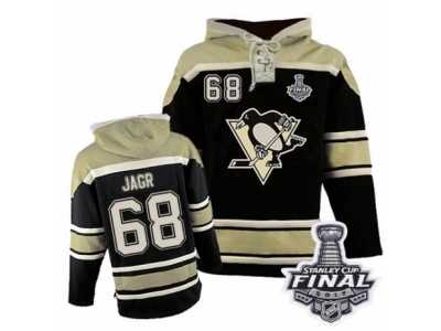 Men's Old Time Hockey Pittsburgh Penguins #68 Jaromir Jagr Authentic Black Sawyer Hooded Sweatshirt 2017 Stanley Cup Final