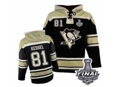 Men's Old Time Hockey Pittsburgh Penguins #81 Phil Kessel Authentic Black Sawyer Hooded Sweatshirt 2017 Stanley Cup Final