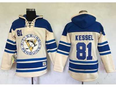 Men's Pittsburgh Penguins #81 Phil Kessel Cream Sawyer Hooded Sweatshirt Stitched NHL Jersey