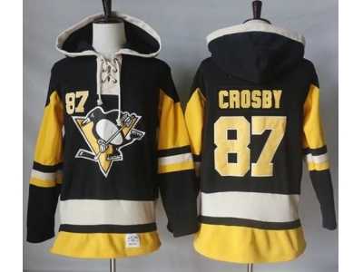 Men's Pittsburgh Penguins #87 Sidney Crosby Black Alternate Sawyer Hooded Sweatshirt Stitched NHL Jersey