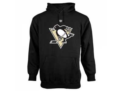Pittsburgh Penguins Old Time Hockey Black Big Logo with Crest Pullover Hoodie