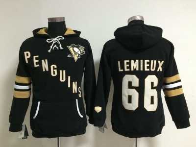 NHL Women Pittsburgh Penguins #66 Mario Lemieux black jerseys(Pullover Hoodie)