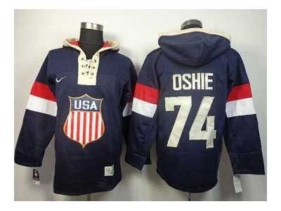 2014 winter olympics nhl jerseys #74 oshie blue USA[pullover hooded sweatshirt]