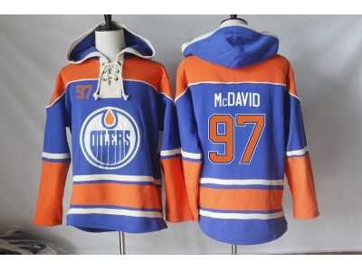 Men's Edmonton Oilers #97 Connor McDavid Orange Sawyer Hooded Sweatshirt Stitched NHL Jersey