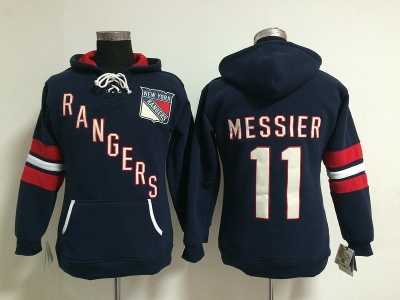 Women NHL New York Rangers #11 Mark Messier blue jerseys(pullover hooded sweatshirt)
