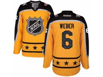 Women's Reebok Montreal Canadiens #6 Shea Weber Authentic Yellow Atlantic Division 2017 All-Star NHL Jersey