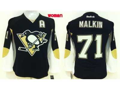Women NHL Pittsburgh Penguins #71 Evgeni Malkin black jerseys