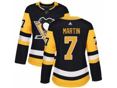 Women's Adidas Pittsburgh Penguins #7 Paul Martin Premier Black Home NHL Jersey