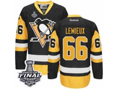 Women's Reebok Pittsburgh Penguins #66 Mario Lemieux Authentic Black Gold Third 2017 Stanley Cup Final NHL Jersey