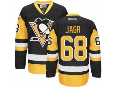 Women's Reebok Pittsburgh Penguins #68 Jaromir Jagr Premier Black Gold Third NHL Jersey