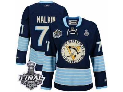Women's Reebok Pittsburgh Penguins #71 Evgeni Malkin Premier Navy Blue Third Vintage 2017 Stanley Cup Final NHL Jersey