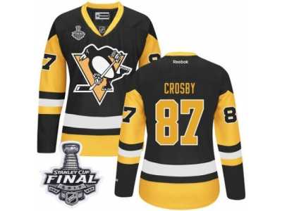 Women's Reebok Pittsburgh Penguins #87 Sidney Crosby Premier Black Gold Third 2017 Stanley Cup Final NHL Jersey