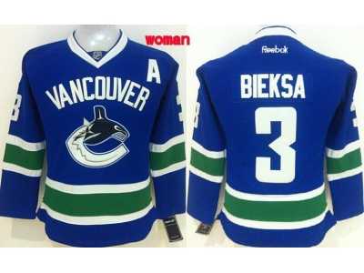 Women NHL Vancouver Canucks #3 Kevin Bieksa Blue Jerseys