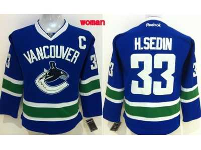 Women NHL Vancouver Canucks #33 H.SEDIN Blue Jerseys