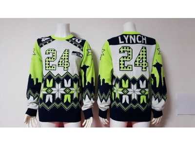 Nike Seattle Seahawks #24 Marshawn Lynch green Men's Ugly Sweater