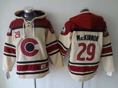 NHL Colorado Avalanche #29 Nathan MacKinnon Cream Sawyer Hooded Jerseys