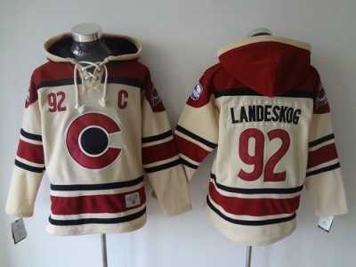NHL Colorado Avalanche #92 Gabriel Landeskog Cream Sawyer Hooded Jerseys