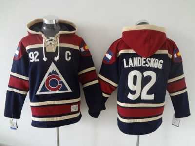 NHL Colorado Avalanche #92 Gabriel Landeskog Navy Blue Sawyer Hooded Jerseys