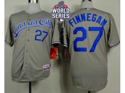 Kansas City Royals #27 Brandon Finnegan Grey Cool Base W 2015 World Series Patch Stitched MLB Jersey