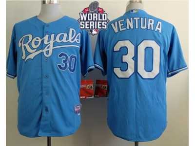 Kansas City Royals #30 Yordano Ventura Light Blue Cool Base W 2015 World Series Patch Stitched MLB Jersey