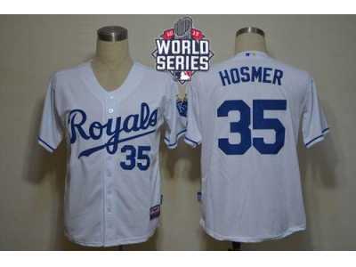 Kansas City Royals #35 Eric Hosmer White Cool Base W 2015 World Series Patch Stitched MLB Jersey