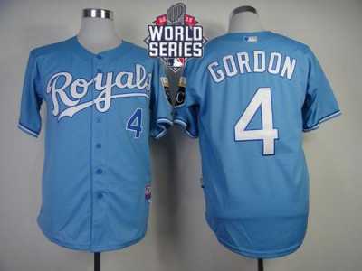Kansas City Royals #4 Alex Gordon Light Blue Cool Base W 2015 World Series Patch Stitched MLB Jersey