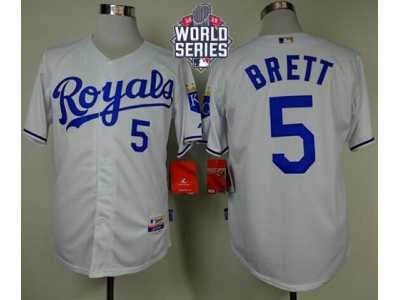 Kansas City Royals #5 George Brett White Cool Base W 2015 World Series Patch Stitched MLB Jersey