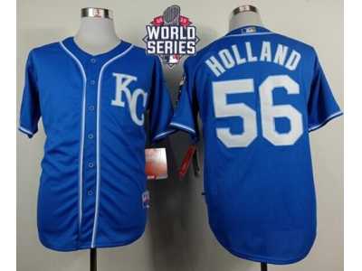 Kansas City Royals #56 Greg Holland Light Blue Alternate 2 Cool Base W 2015 World Series Patch Stitched MLB Jersey