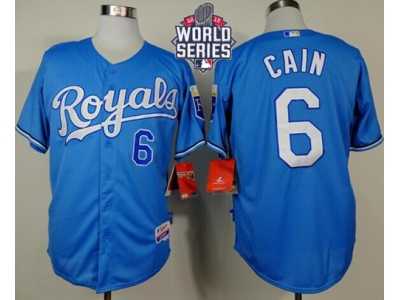 Kansas City Royals #6 Lorenzo Cain Light Blue Alternate Cool Base W 2015 World Series Patch Stitched MLB Jersey