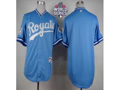 Kansas City Royals Blank Light Blue 1985 Turn Back The Clock W��2015 World Series Patch Stitched MLB Jersey