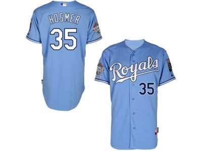 Men's Kansas City Royals #35 Eric Hosmer Light Blue Cool Base 2015 World Series Champions Patch MLB Jersey