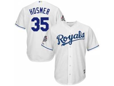 Men's Kansas City Royals #35 Eric Hosmer White 2015 World Series Champions Cool Base MLB Jersey
