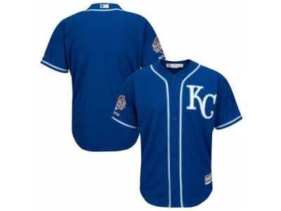 Men's Kansas City Royals Blank Royal Cool Base 2015 World Series Champions Patch MLB Jersey