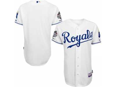 Men's Kansas City Royals Blank White Cool Base 2015 World Series Champions Patch MLB Jersey