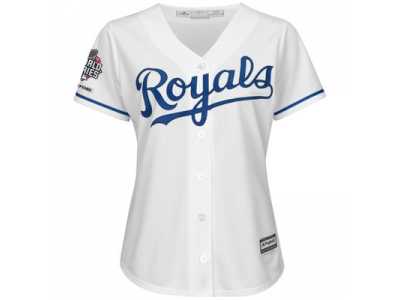 Women's Kansas City Royals Blank White Cool Base 2015 World Series Champions MLB Jersey