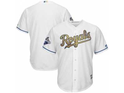 Youth Kansas City Royals Blank White Gold Program Cool Base 2015 World Series Champions MLB Jersey